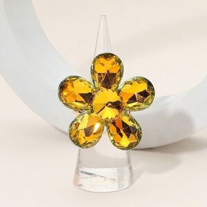 Abalone Topaz Cluster Crystal Stretch Flower Ring